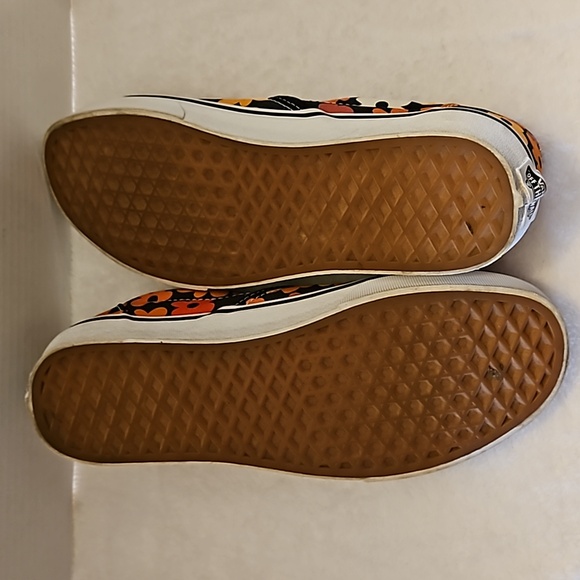 Vans | Women's Black Body Orange Floral Slip-On Sneakers Sz 9 - Picture 7 of 12